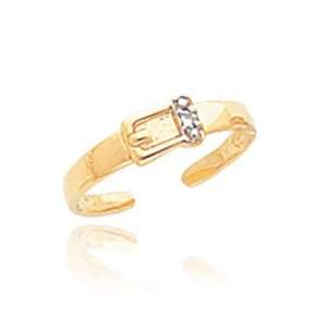  14K Gold .01ct Diamond Buckle Toe Ring Jewelry