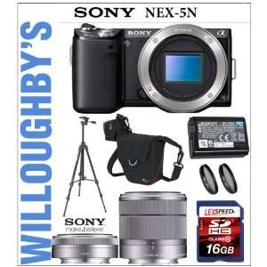  Lens Camera (Black) with Sony SEL 18 55mm f3.5 5.6 Lens + Sony 