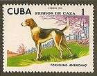 Dog Art Full Body Study Portrait Postage Stamp AMERICAN FOXHOUND Cuba 