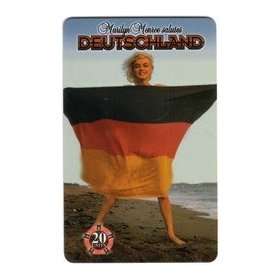   20u Marilyn Monroe Salutes Deutschland On Beach w/ Germany Flag USED