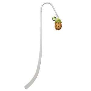  Pineapple Silver Plated Charm Bookmark with Peridot 