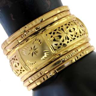 GR8 BOLLYWOOD STYLE 5 PC NEW GOLD PLATED BANGLE~2.6  
