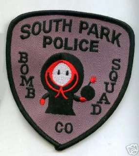 SOUTH PARK POLICE BOMB SQUAD PATCH SOUTH PARK CO POLICE  