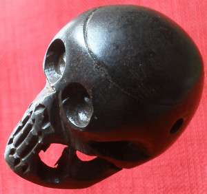 Tibet ox bone carved little black skeleton skull head p  