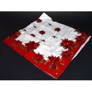   CHRISTMAS Retro Poinsettia Tablecloth OVERLAY 50 Sq
