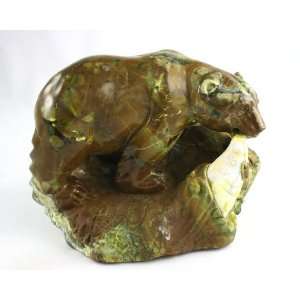  Bear with Salmon Carving in Opal from Oregon Sports 