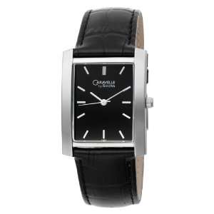  Caravelle by Bulova Mens 43A03 Leather Strap Black Dial 