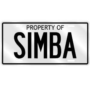 PROPERTY OF SIMBA LICENSE PLATE SING NAME 