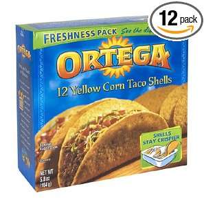 Ortega Yellow Corn Taco Shells, 12 Count, 5.8 Ounce Boxes (Pack of 12)
