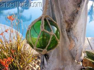 Green Glass Buoy Float Roped Nautical Ball Bouy  