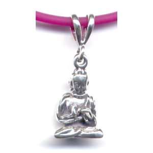  18 Fuschia Buddha Necklace Sterling Silver Jewelry 