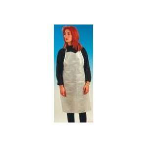  Disposable White Polycoated Full Length Apron, White, Box 