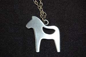 Dala Horse Necklace Tennesmed Scandinavian Swedish Pewter Necklace 