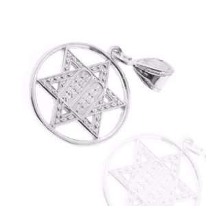  925 Sterling Silver Jewelry, Charm with Star of David and Ten 