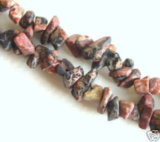 Leopard Skin Gem Stone Chips Loose Beads, 5 8mm 35  