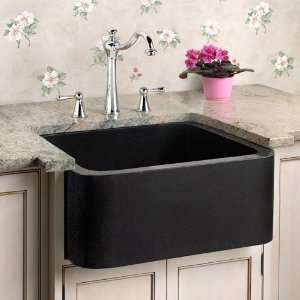 18 x 15 x 10 Polished Granite Farmhouse Prep Sink   Polished Black