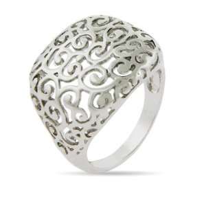 Swirling Scroll Filigree Square Ring Size 7 (Sizes 5 6 7 8 9 Available 