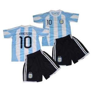 Argentina #10 Messi Home AFA Youth Soccer Jersey with Matching Shorts 