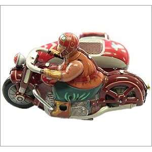    Old style key wind motorcycle with sidecar figurine