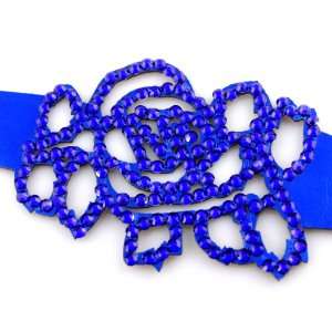  Royal Blue Rose Crystal On Faux Suede Band Bracelet With 