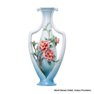 FZ02027 Joyful Camellia L vase Franz Porcelain Ltd 2000 Special Order 