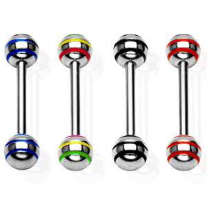 Red Stripe Surgical Steel Tongue Ring 14g 5/8  