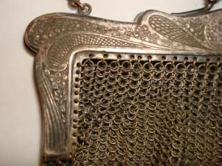   MARKED INSIDE G. SILVER, ENGRAVED, WITH CHAIN, THIS IS A HEAVY PURSE