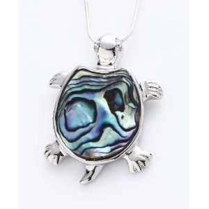 Abalone Turtle Pendant Comes with High Quality Silver Plated Chain 18 
