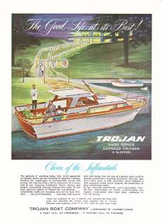 1961 Trojan 3400 Express Cruiser 6 Sleeper art promo ad  