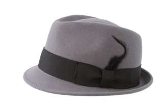 Broner Gray Fedora Hat with Black Band and Feather  
