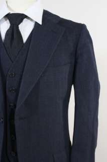 Brooks Brothers Custom Herringbone Charcoal Wool 3 Piece Suit 42 S 
