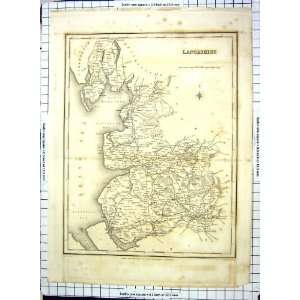  Walker Antique Map Lancashire England Preston Liverpool 