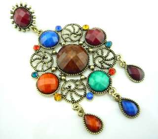 Vintage Tibet Silver Crystal Stud dangle earrings E42  