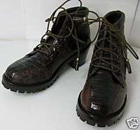 RJC AUTHENTIC Shoes New BROWN REAL CROCODILE BOOTS 7  