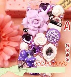   Crystal Iphone hard case 4 4G 4S 4gs purple flower ANNA SUI STYLE