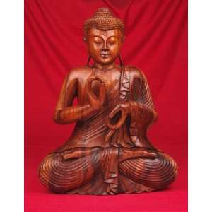  Miami Mumbai Buddha Sitting   Teak   24 Wood Statue 