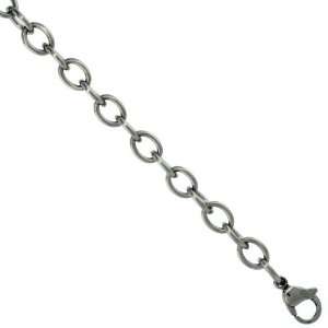   Steel Cable Link Chain 6 mm (1/4 in.) wide, 7.5 in. Bracelet Jewelry