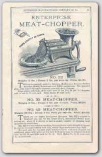 1886 Enterprise Coffee Mills Sausage Stuffers Catalog  
