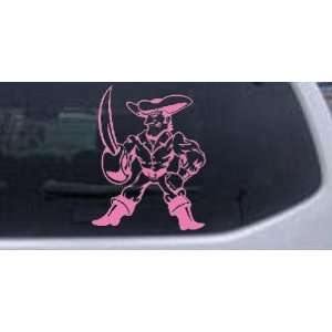 Pink 8in X 6.3in    Buff Pirate With Sword People Car Window Wall 