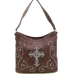 New Rhinestone Western Style Cross & studs Hobo Bag Purse Handbag 