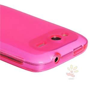  For HTC Wildfire S TPU Case , Clear Hot Pink Cell Phones 