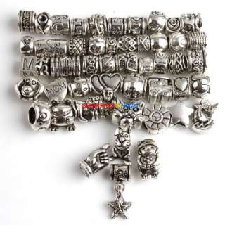 Wholesale Freeship  50 New Assorted Tibetan Silver Alloy Charms BeadS 