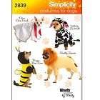 Simplicity 2839 Elvis Cow Lion Bee Dog Discontinued Costume Pattern 