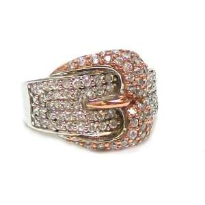 Second Glance Designs Sterling Silver and Rose Gold Plated Pave Buckle 