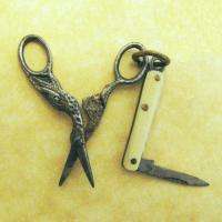 ANTIQUE VICTORIAN ENGLISH ENGRAVED STORK SCISSORS OPENING UTILITY TOOL 