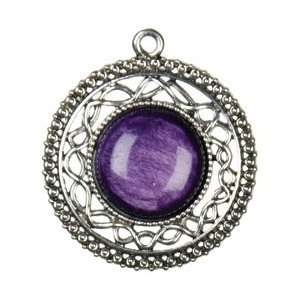 Cousin Jewelry Basics Metal Pendant 1/Pkg Silver/Purple Round Filigree 