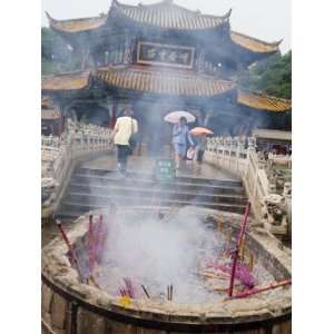 Incense Sticks Burning in Front of Yuantong Temple, Kunming, Yunnan 