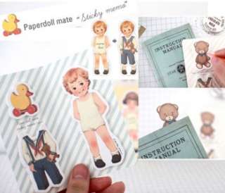 Post it Sticky Memo Pads Kids Paper Doll Mate 4 Colors  