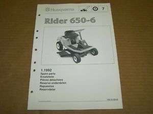 c139) Husqvarna Parts List Lawn Rider 650 6  