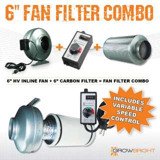 CARBON FILTER + FAN + SPEED CONTROLLER COMBO ODOR SCRUBBER inline 